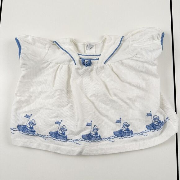 Carter's Other - Carters Vintage Baby One Year Snap Shirt White Embroidered Girl Danish Clog Boat